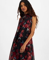 Robbie Bee Petite Printed Chiffon A-Line Dress