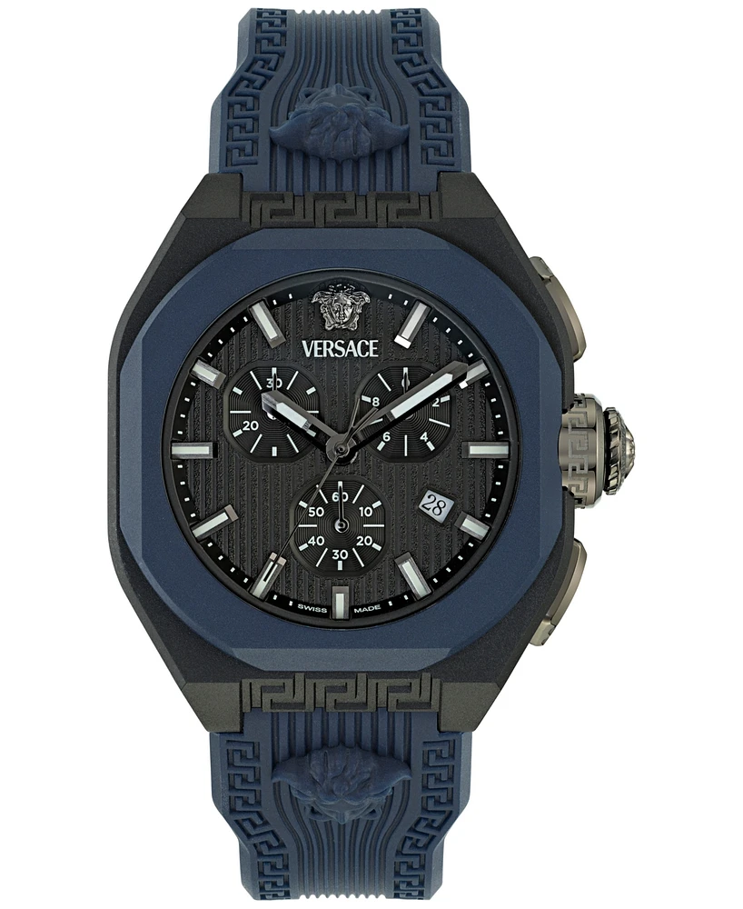 Versace Men's Swiss Chronograph Silicone Strap Watch 44mm