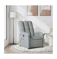 Massage Recliner Chair Light Gray Fabric