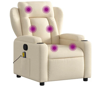 Massage Recliner Chair Cream Fabric