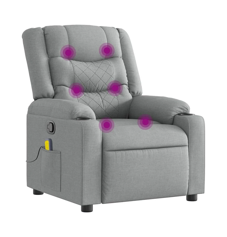 vidaXL Massage Recliner Chair Light Gray Fabric