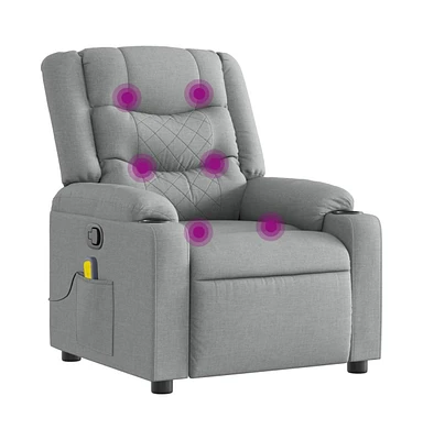 vidaXL Massage Recliner Chair Light Gray Fabric