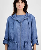 Charter Club Women's Woven Linen Anorak, Created for Macy's