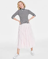 On 34th Women's Every Day Stripe Jersey Turtleneck, Created for Macy's