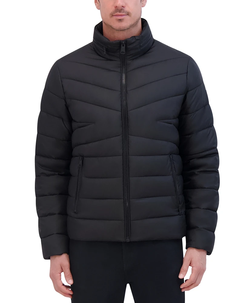 Kenneth Cole Men's Quilted Lightweight Hooded Zip-Front Puffer Jacket