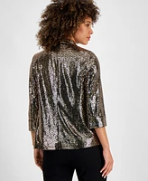 Kasper Women's Mirror-Dot Open-Front Shawl-Collar Jacket, Regular and Petite Sizes