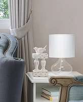 Simple Designs Glass Raindrop Table Lamp with Fabric Shade