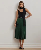 Lauren Ralph Women's Pleated Satin Charmeuse Skirt