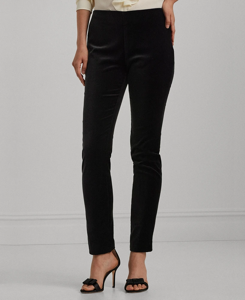 Lauren Ralph Women's Stretch Velvet Skinny Ankle Pants