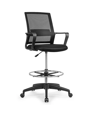 Sugift Ergonomic Drafting Chair Tall Office Chair with Foot Ring, Adjustable Height, Lumbar Support, Mesh Back