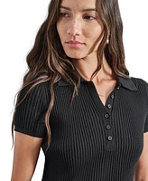 Dkny Jeans Women's Short-Sleeve Ribbed Knit Polo Shirt