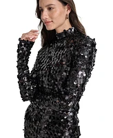 Dkny Jeans Women's Sequin & Paillette Embellished Long-Sleeve Top