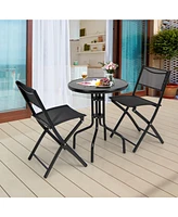 Sugift 3 Pieces Folding Bistro Table Chairs Set for Indoor and Outdoor