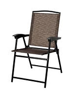 3 Pieces Patio Garden Furniture Set of Round Table and Folding Chairs