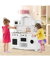 Sugift Wooden Kids Kitchen Pretend Play Toys with Washing Machine