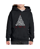 La Pop Art Girls Paw Christmas Tree Word Art Hooded Sweatshirt