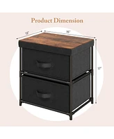 Sugift 2-Drawer Nightstand with Removable Fabric Bins and Pull Handles