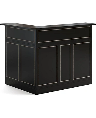 Tribesigns Bar Cabinet, L-Shaped Home Table with Stemware Racks, 4-Tier Corner Unit Liquor Wine Reception Desk for Pub