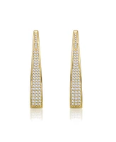 Rachel Glauber 14K Gold Plated Cubic Zirconia Pave Oblong Oval Hoop Earrings