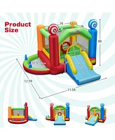 Costway Candy Land Theme Kids Inflatable Bounce Castle with 735W Air Blower