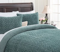 Chanasya Premium Soft Cloud Faux Fur Duvet Cover Bedding Set Queen - 3 Piece Combo Textured Embossed Fuzzy Velvet Mink Bedcover