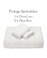 Chanasya Premium Soft Cloud Faux Fur Duvet Cover Bedding Set Queen - 3 Piece Combo Textured Embossed Fuzzy Velvet Mink Bedcover