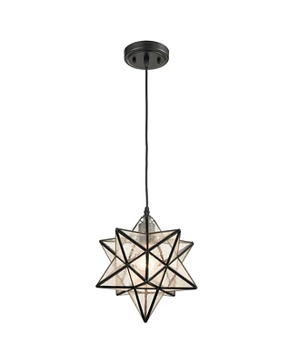 Moose Moravian Star Pendant Light Seeded Glass Shade 12 Inches