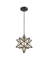 Moose Moravian Star Pendant Light Seeded Glass Shade 12 Inches