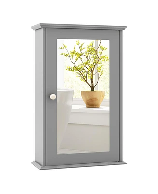 Sugift Bathroom Wall Cabinet with Single Mirror Door