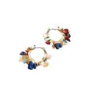 Sohi Women's Stone Hoop Earrings