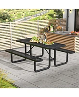 Costway 72" Coated Steel Camping Table with Seats Outdoor Picnic Table & Bench Set