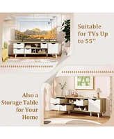Costway Tv Stand for TVs up to 55" with Storage 4 Drawers & 2 Open Shelves for Bedroom