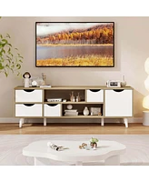 Costway Tv Stand for TVs up to 55" with Storage 4 Drawers & 2 Open Shelves for Bedroom