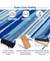 Hammock Chair Stand Set Cotton Swing w/ Pillow Cup Holder Indoor Outdoor