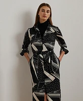 Lauren Ralph Women's Geo-Print Belted Twill Shirtdress