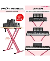 5 Core Keyboard Stand Double X Style Adjustable Piano Riser + Keyboard Piano Bench