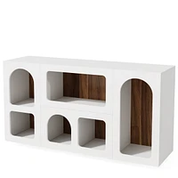 Tribesigns 59" White Console Table, Modern Entryway Table, Wooden Storage Organizer Entrance Table with 6 Compartments, Long Sofa Table, Behind Couch