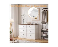 gaomon 6 Drawer Double Dresser,Modern Farmhouse Chest of Drawers for Bedroom