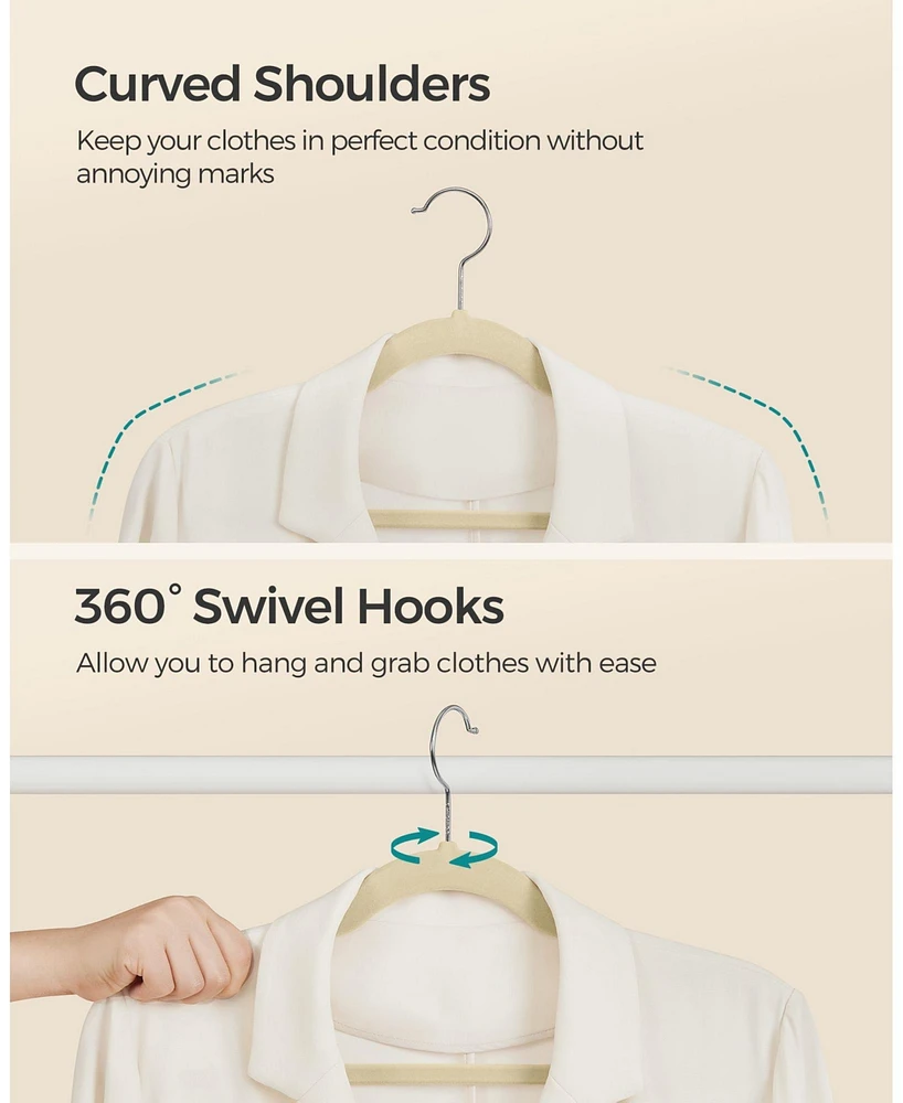 Slickblue Velvet Hangers 50 Pack, Non-Slip Clothes Hangers, with Shoulder Notches, Pants Bar