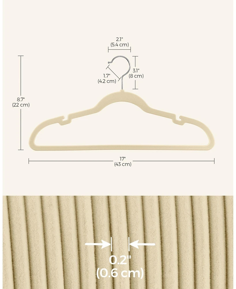 Slickblue Velvet Hangers 50 Pack, Non-Slip Clothes Hangers, with Shoulder Notches, Pants Bar