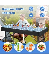 Givimo 4 Feet Plastic Party Ice Folding Table with Matching Skirt-Black