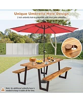 Givimo Patented 70 Inch Dining Table Set with Seats and Umbrella Hole