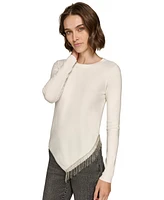 Karl Lagerfeld Paris Women's Asymmetrical Crystal-Trim Sweater