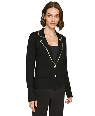 Karl Lagerfeld Paris Women's Rhinestone Cardigan Blazer