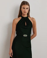 Lauren Ralph Women's Belted Velvet Halter Dress