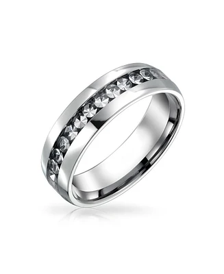 Bling Jewelry Channel Set Crystal Eternity Band Ring Stainless Steel 6MM