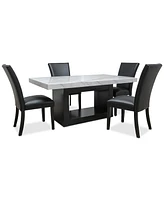 Kellet Pc. Rectangular Marble Dining Set (Table & Side Chairs