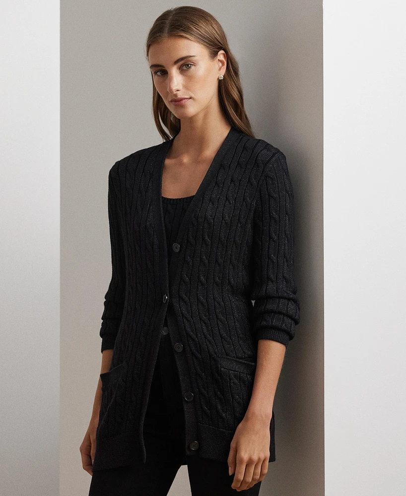 Lauren Ralph Women's Metallic Cable-Knit Cardigan