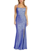 Morgan & Company Juniors' Sequined Strappy-Back Gown