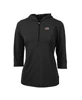 Cutter & Buck Women's Black Montana Grizzlies Virtue Eco Pique Half-Zip 3/4 Sleeve Pullover Hoodie